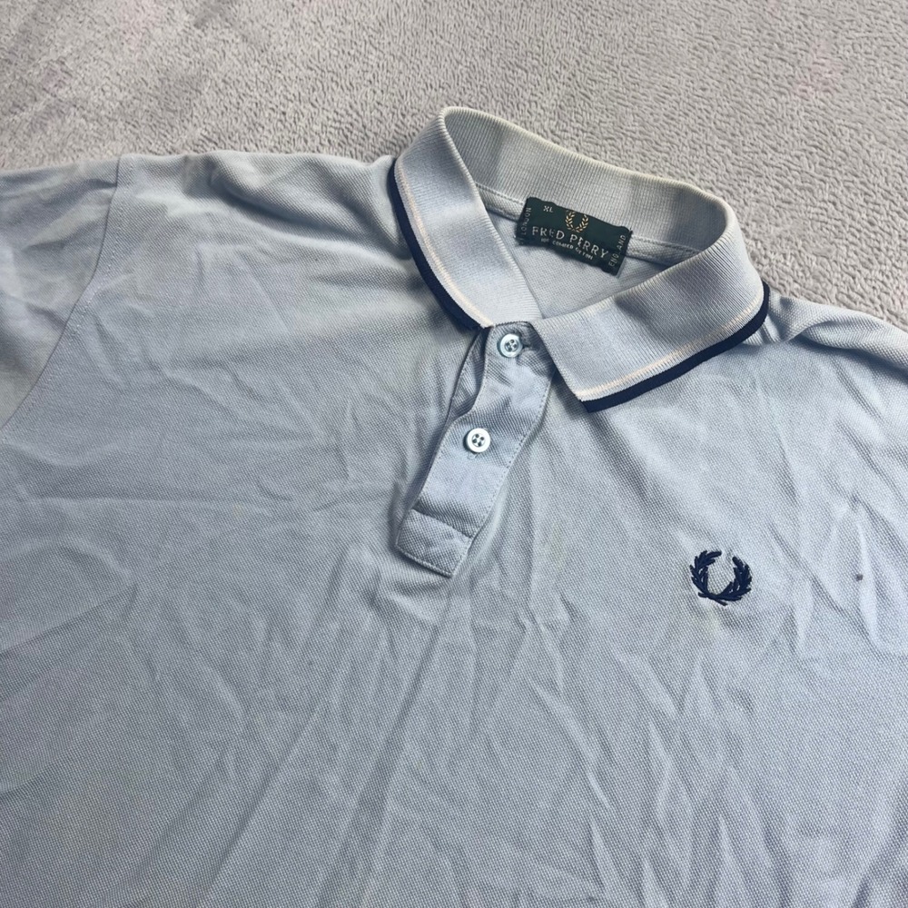 Fred Perry Mens Light Blue Twin Tipped Pique Cotton Polo Shirt XL